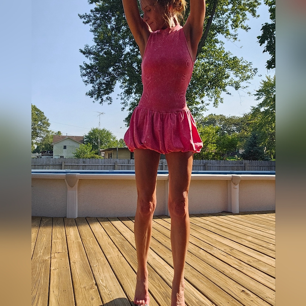 Bubble Hem Skirt Mini Dress